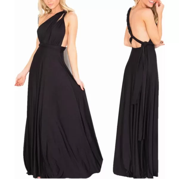 Women Transformer Convertible Bridesmaid Maxi Dress MultiWay Wrap Evening Dress Formal Wedding Party Long DressesBlack