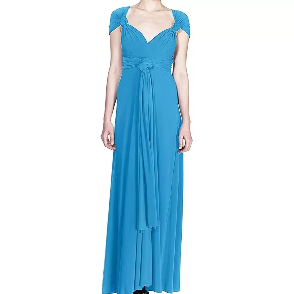 Women Transformer Convertible Bridesmaid Maxi Dress MultiWay Wrap Evening Dress Formal Wedding Party Long DressesBlue