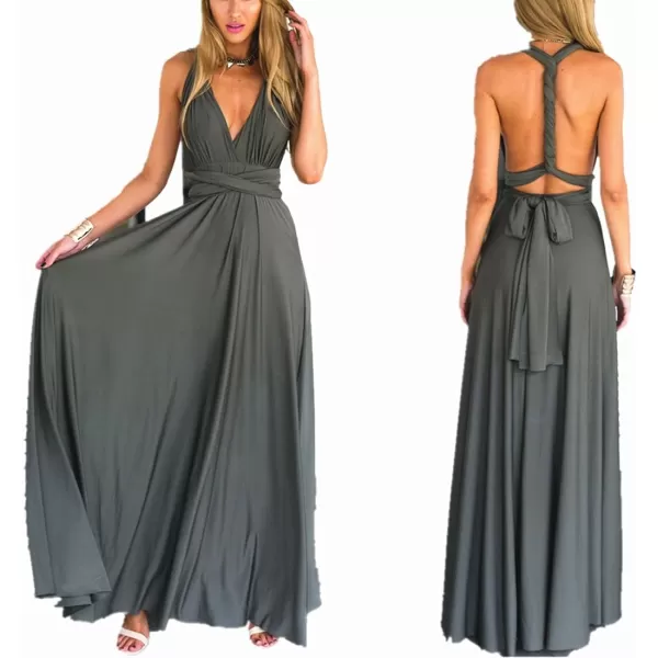 Women Transformer Convertible Bridesmaid Maxi Dress MultiWay Wrap Evening Dress Formal Wedding Party Long DressesDark Gray