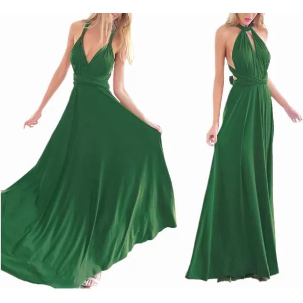 Women Transformer Convertible Bridesmaid Maxi Dress MultiWay Wrap Evening Dress Formal Wedding Party Long DressesGreen