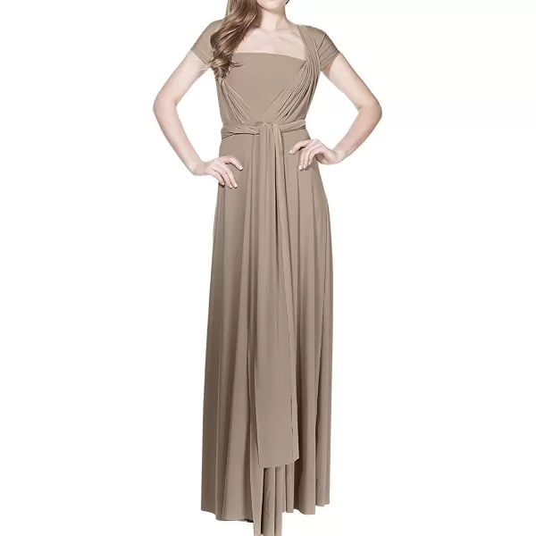 Women Transformer Convertible Bridesmaid Maxi Dress MultiWay Wrap Evening Dress Formal Wedding Party Long DressesLight Brown