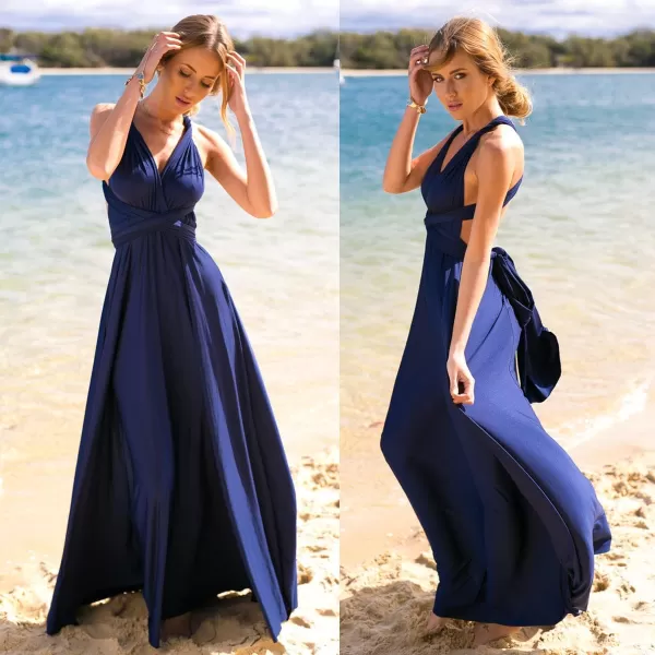 Women Transformer Convertible Bridesmaid Maxi Dress MultiWay Wrap Evening Dress Formal Wedding Party Long DressesNavy Blue