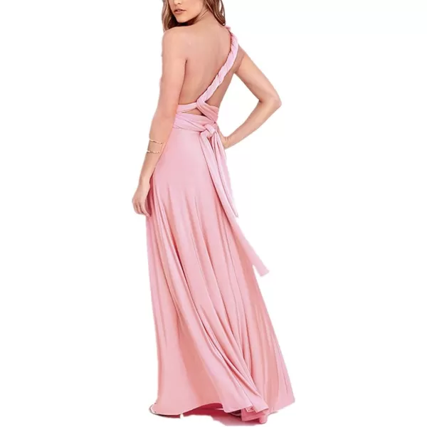 Women Transformer Convertible Bridesmaid Maxi Dress MultiWay Wrap Evening Dress Formal Wedding Party Long DressesPink