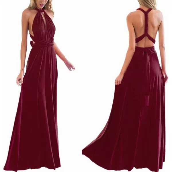 Women Transformer Convertible Bridesmaid Maxi Dress MultiWay Wrap Evening Dress Formal Wedding Party Long DressesWine Red