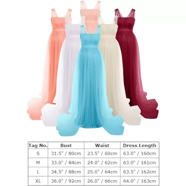 Womens Convertible Multi Way Wrap Tulle Maternity Dress Fit Maxi Off Shoulder Evening Gown for Photoshoot Baby ShowerBeige