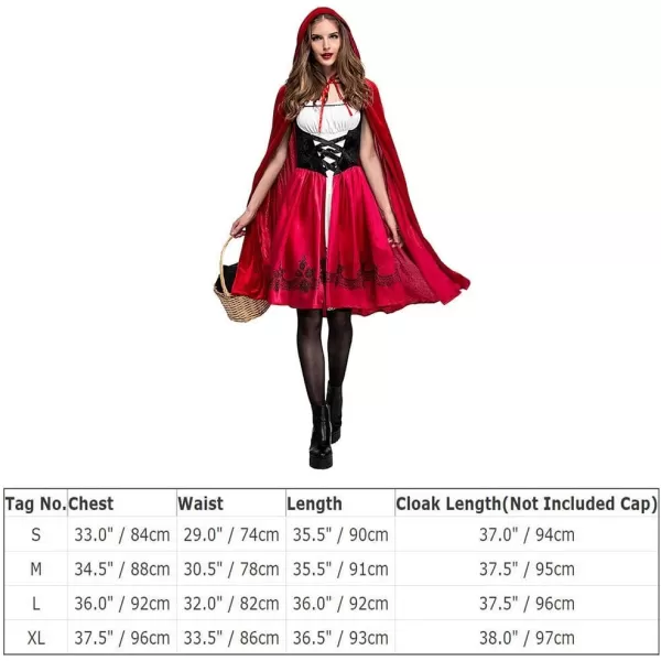 Womens Little Red Riding Hood Costume Halloween Christmas Party Dresses with Hooded Cloak Long Velvet Cape Outfit SetWomens Little Red Riding Hood Costume Halloween Christmas Party Dresses with Hooded Cloak Long Velvet Cape Outfit Set