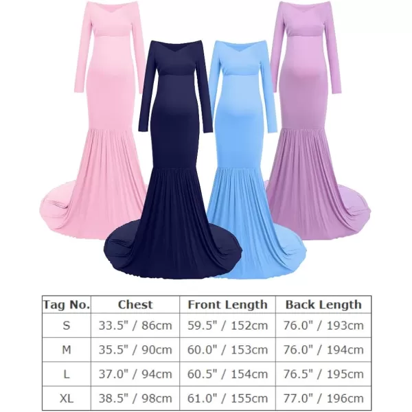 Womens Off Shoulder Long Sleeve Maternity Gown Mermaid Maxi Photography Dress for Baby Shower Photo Props DressBlue