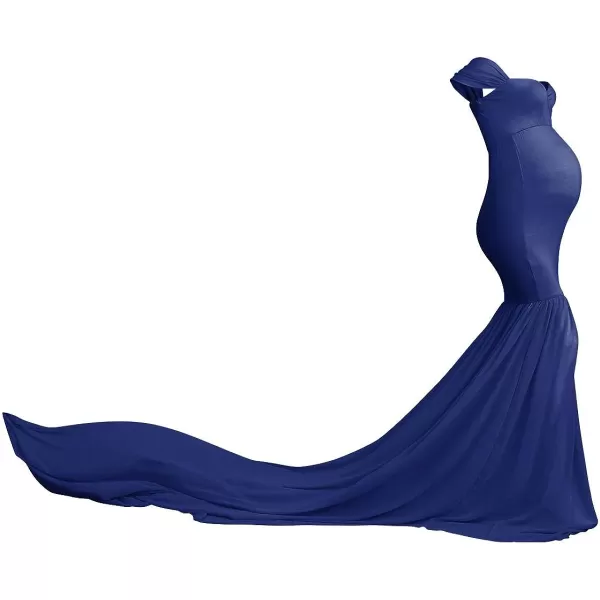 Womens Off Shoulder Maternity Dress Mermaid Chiffon Gown Maxi Photography Dress for Photoshoot Baby Shower WeddingDark Blue