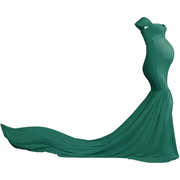 Womens Off Shoulder Maternity Dress Mermaid Chiffon Gown Maxi Photography Dress for Photoshoot Baby Shower WeddingDark Green