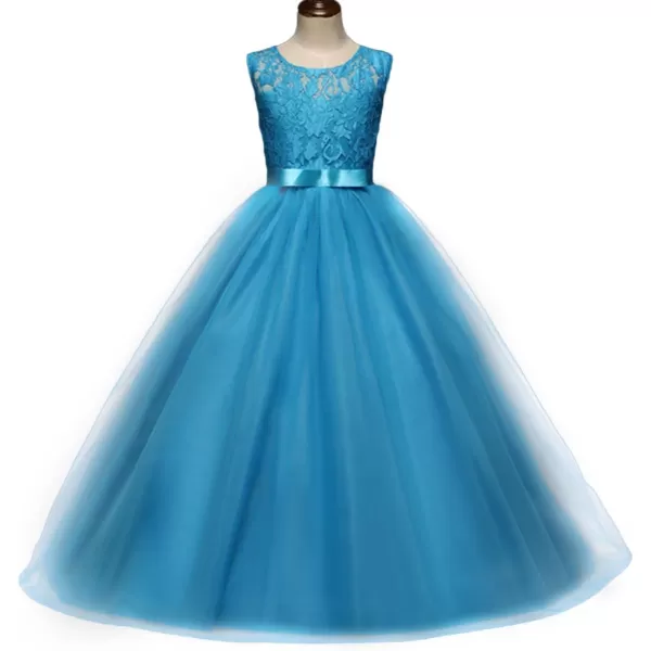 Yaphyee Flower Girl Kid Princess Long Pageant Formal Wedding Bridesmaid Party Maxi DressBlue