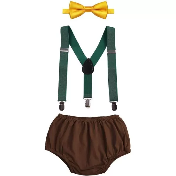 Baby Boys First 1st Birthday Party Cake Smash Outfit Adjustable Suspenders Bowtie Bloomers Clothes Set for Photo PropsJungle 1