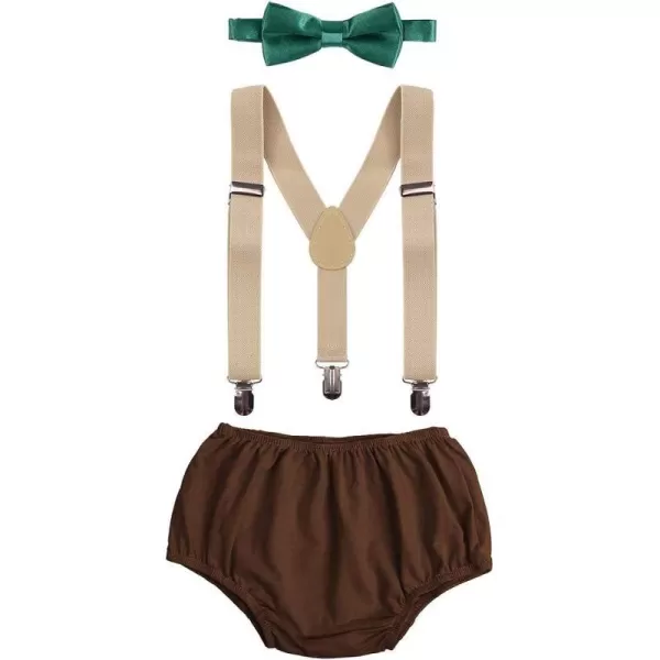 Baby Boys First 1st Birthday Party Cake Smash Outfit Adjustable Suspenders Bowtie Bloomers Clothes Set for Photo PropsJungle 2