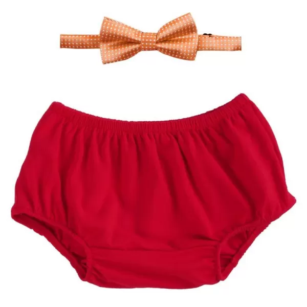 Baby Boys First 1st Valentines Day Birthday Cake Smash Outfit Gentleman Formal Bowtie and Diaper Covers Bloomers Shorts Clothes Set for Photo Props Party Red Bowtie 324 Months324 Months Red  Orange Bowtie