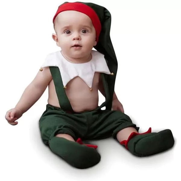 Baby Boys Girls Santa Elf Dwarf Costume First Christmas Party Dress up Cosplay with Hat for Newborn Photo Shoot GiftsGreen Elf