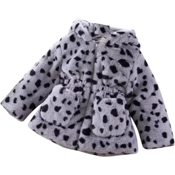 Baby Fleece Jacket Sherpa Zip Up Hoodie Toddler Girl Clothes Fall Outfit Long Sleeve Faux Fur Cardigan CoatGray Dot