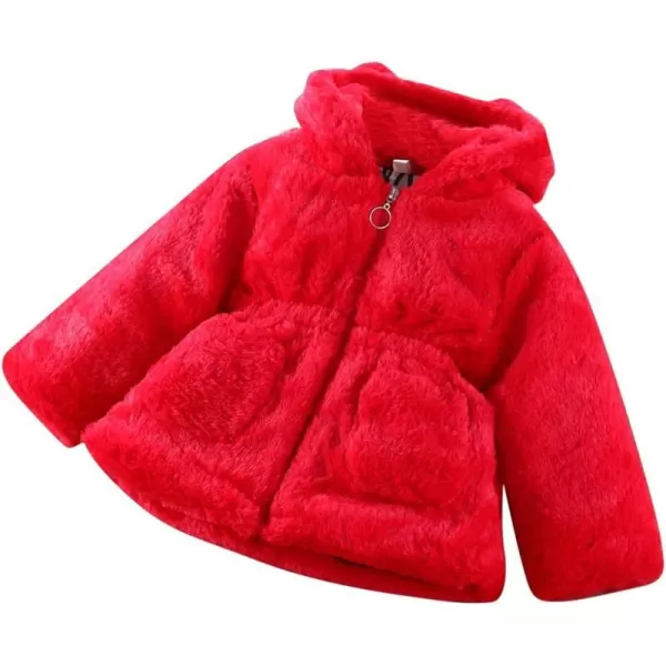 Baby Fleece Jacket Sherpa Zip Up Hoodie Toddler Girl Clothes Fall Outfit Long Sleeve Faux Fur Cardigan CoatRed