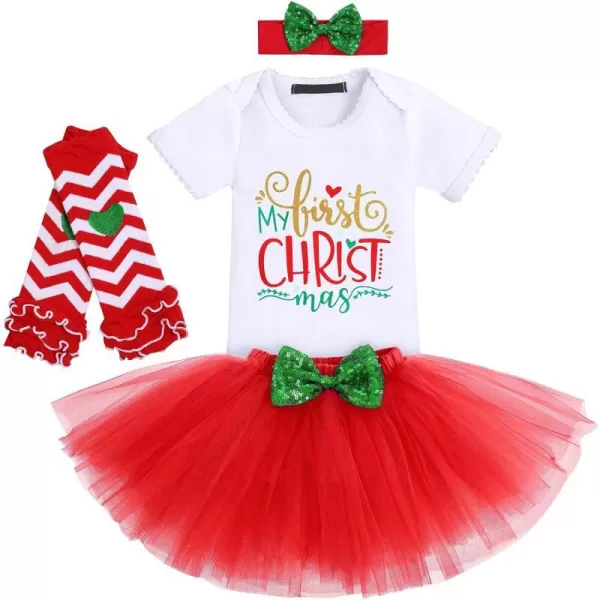 Baby Girl Christmas Outfit My First Christmas Santa Romper Tutu Dress Outfit Red Santa Hat Leg Warmers Shoes ClothesRed  First Christmas