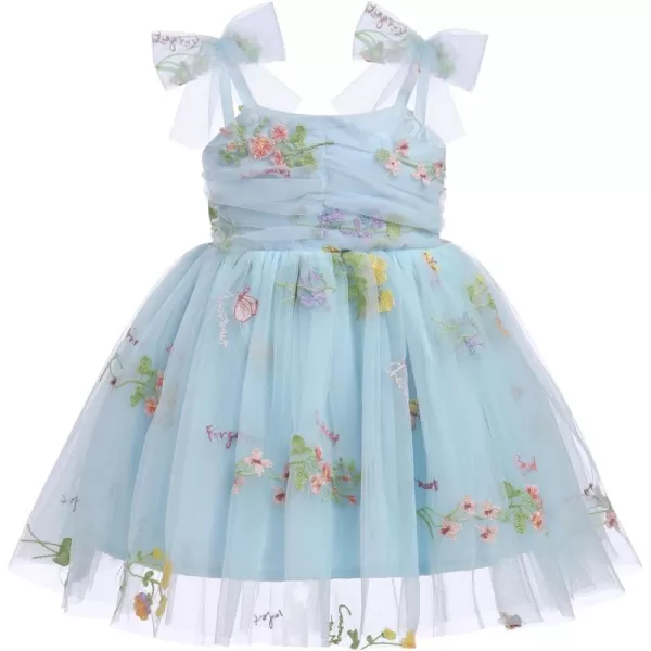 Baby Girls Tutu Dress Summer Sleeveless Backless Princess Birthday Party Dresses Sequin Ruffle Tulle Bowknot SundressBlue  Floral