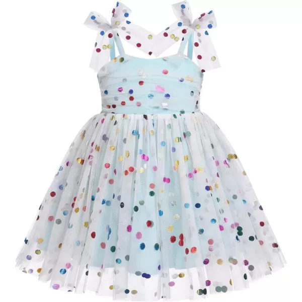 Baby Girls Tutu Dress Summer Sleeveless Backless Princess Birthday Party Dresses Sequin Ruffle Tulle Bowknot SundressBlue  Sequin Dot