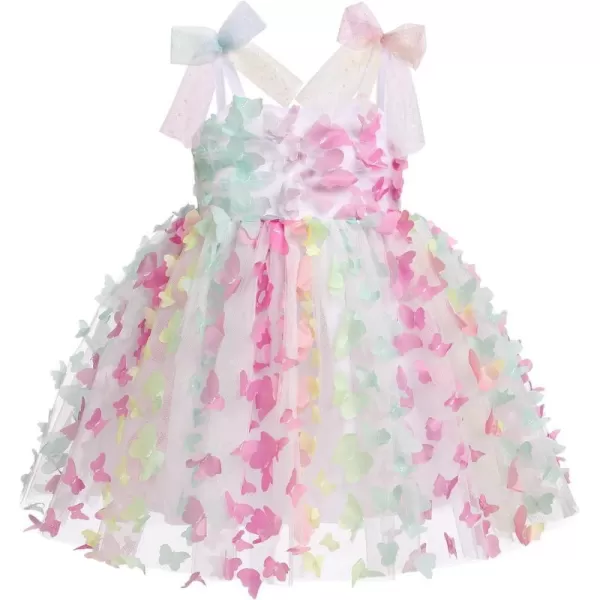 Baby Girls Tutu Dress Summer Sleeveless Backless Princess Birthday Party Dresses Sequin Ruffle Tulle Bowknot SundressColorful Butterfly