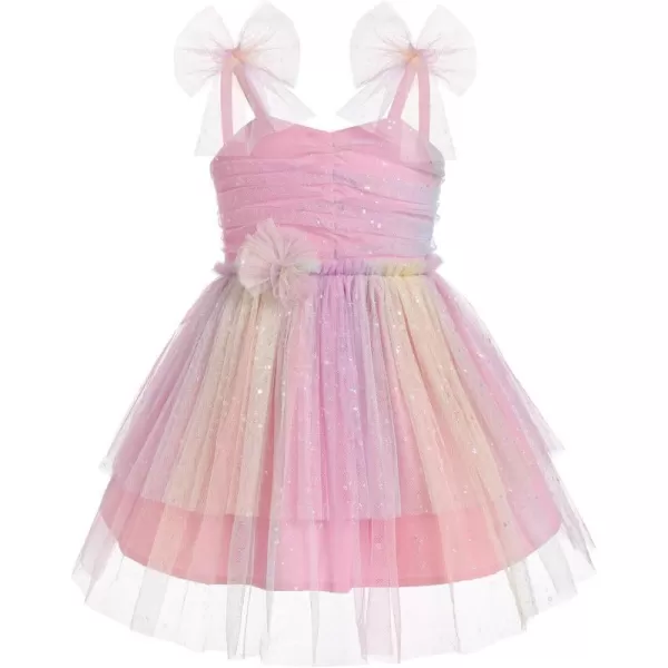 Baby Girls Tutu Dress Summer Sleeveless Backless Princess Birthday Party Dresses Sequin Ruffle Tulle Bowknot SundressColorful Pink