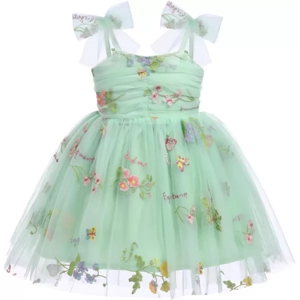 Baby Girls Tutu Dress Summer Sleeveless Backless Princess Birthday Party Dresses Sequin Ruffle Tulle Bowknot SundressGreen  Floral