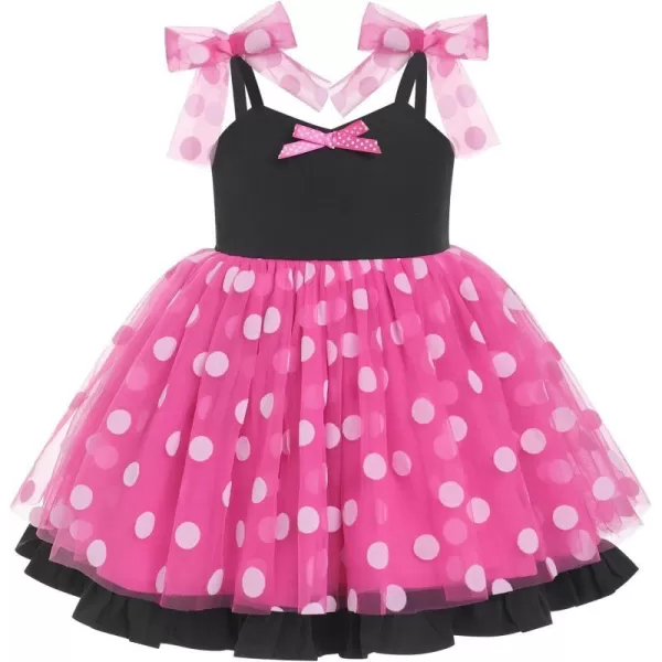 Baby Girls Tutu Dress Summer Sleeveless Backless Princess Birthday Party Dresses Sequin Ruffle Tulle Bowknot SundressHot Pink Polka Dot