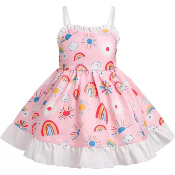 Baby Girls Tutu Dress Summer Sleeveless Backless Princess Birthday Party Dresses Sequin Ruffle Tulle Bowknot SundressPink  Backless Rainbow