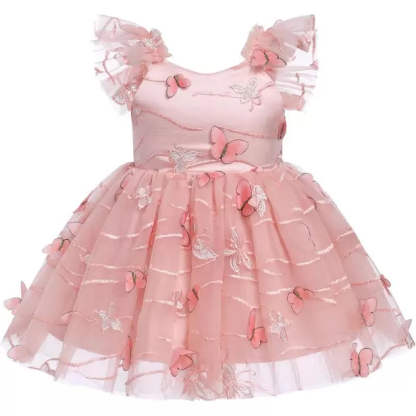 Baby Girls Tutu Dress Summer Sleeveless Backless Princess Birthday Party Dresses Sequin Ruffle Tulle Bowknot SundressPink  Butterfly