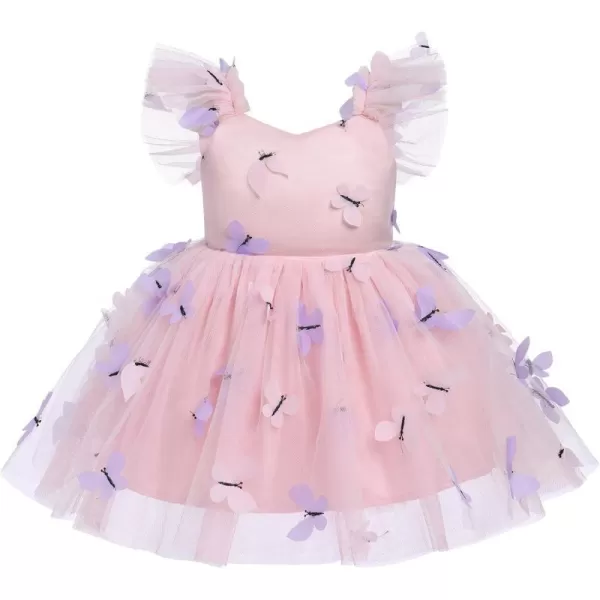 Baby Girls Tutu Dress Summer Sleeveless Backless Princess Birthday Party Dresses Sequin Ruffle Tulle Bowknot SundressPink  Purple  Butterfly