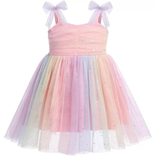 Baby Girls Tutu Dress Summer Sleeveless Backless Princess Birthday Party Dresses Sequin Ruffle Tulle Bowknot SundressPink  Rainbow Sequin