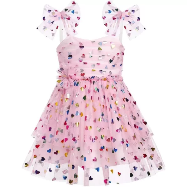 Baby Girls Tutu Dress Summer Sleeveless Backless Princess Birthday Party Dresses Sequin Ruffle Tulle Bowknot SundressPink Hearts