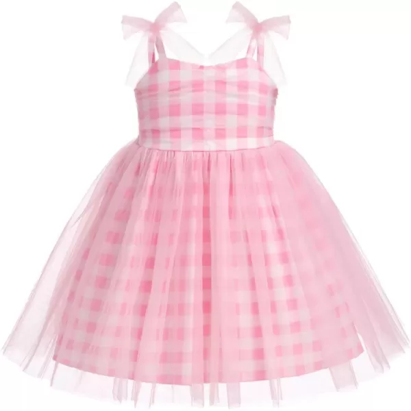 Baby Girls Tutu Dress Summer Sleeveless Backless Princess Birthday Party Dresses Sequin Ruffle Tulle Bowknot SundressPink Plaid