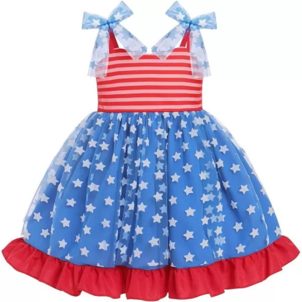 Baby Girls Tutu Dress Summer Sleeveless Backless Princess Birthday Party Dresses Sequin Ruffle Tulle Bowknot SundressRed  Blue Star Striped