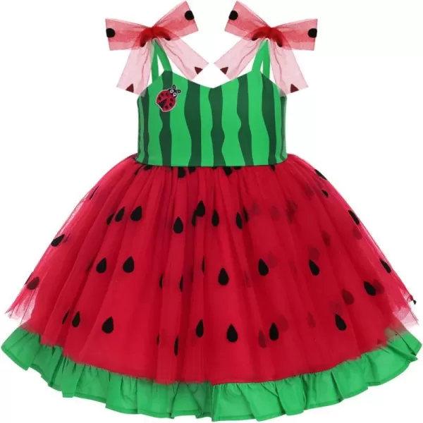 Baby Girls Tutu Dress Summer Sleeveless Backless Princess Birthday Party Dresses Sequin Ruffle Tulle Bowknot SundressRed  Green Watermelon