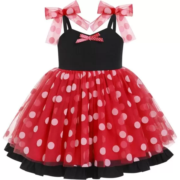 Baby Girls Tutu Dress Summer Sleeveless Backless Princess Birthday Party Dresses Sequin Ruffle Tulle Bowknot SundressRed Polka Dot