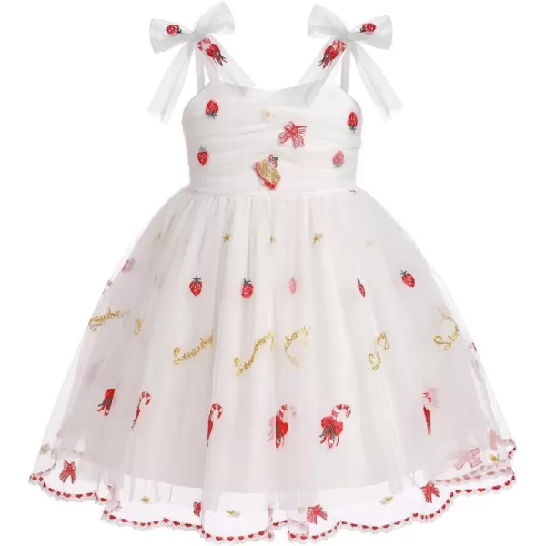 Baby Girls Tutu Dress Summer Sleeveless Backless Princess Birthday Party Dresses Sequin Ruffle Tulle Bowknot SundressWhite Strawberry