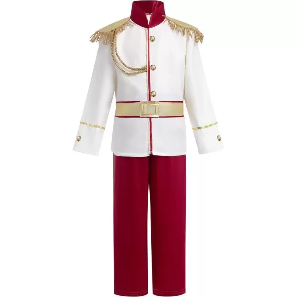 Boys Prince Charming Costume Prince Dress up Medieval Royal Prince Outfit Costume for Toddler Kid Boy Halloween CosplayDark Red 2pcs