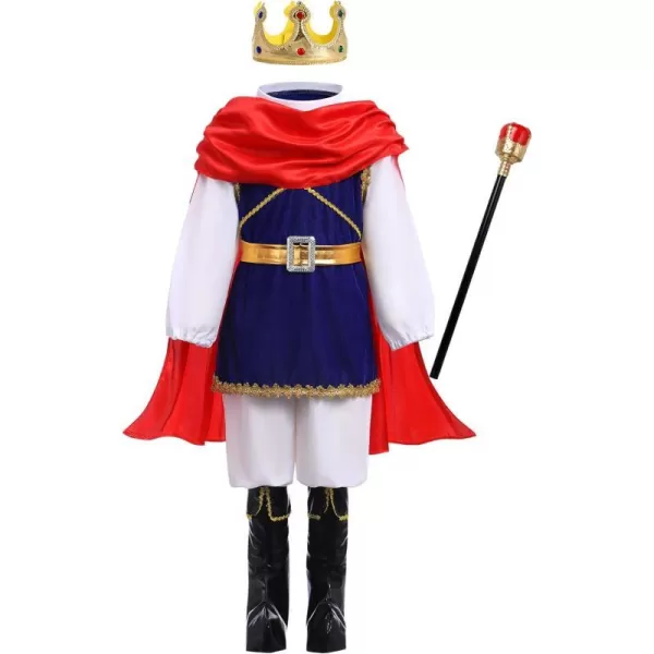 Boys Prince Charming Costume Prince Dress up Medieval Royal Prince Outfit Costume for Toddler Kid Boy Halloween CosplayRed  Navy Blue 7pcs