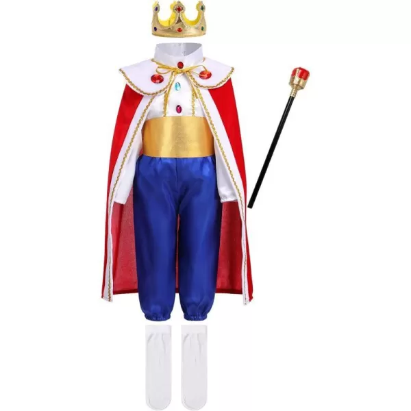 Boys Prince Charming Costume Prince Dress up Medieval Royal Prince Outfit Costume for Toddler Kid Boy Halloween CosplayRed  Royal Blue 7pcs