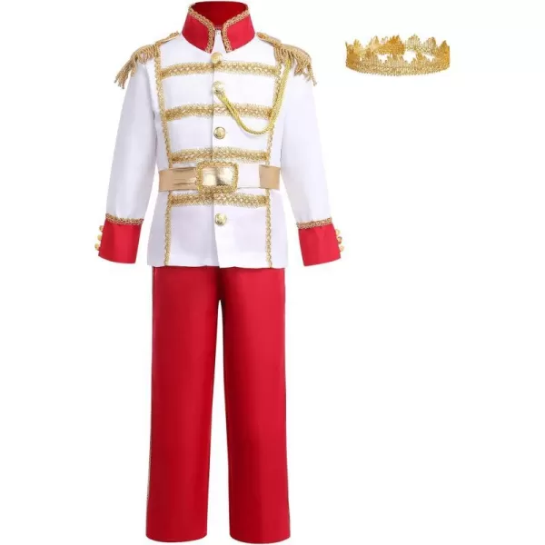 Boys Prince Charming Costume Prince Dress up Medieval Royal Prince Outfit Costume for Toddler Kid Boy Halloween CosplayRed 4pcs