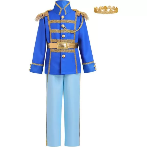 Boys Prince Charming Costume Prince Dress up Medieval Royal Prince Outfit Costume for Toddler Kid Boy Halloween CosplayRoyal Blue  Blue 3pcs