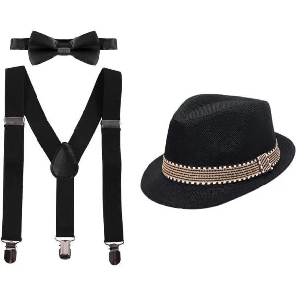 Cake Smash Outfit Boys Suspender Bow Tie Set with Birthday Hat Formal Tuxedo Suit for Kids Baby Photo Shoot Costume 26Black