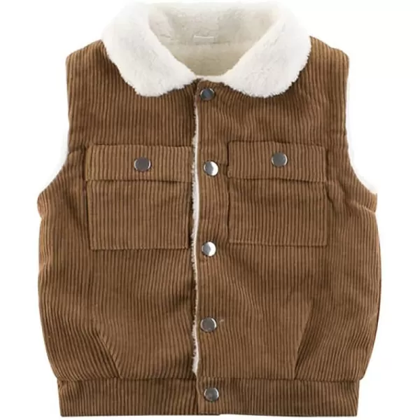 Fall Jacket for Boys Baby Girl Clothes 36 Months Fleece Vest Winter Warm Outwear Sleeveless Flannel WaistcoatBrown