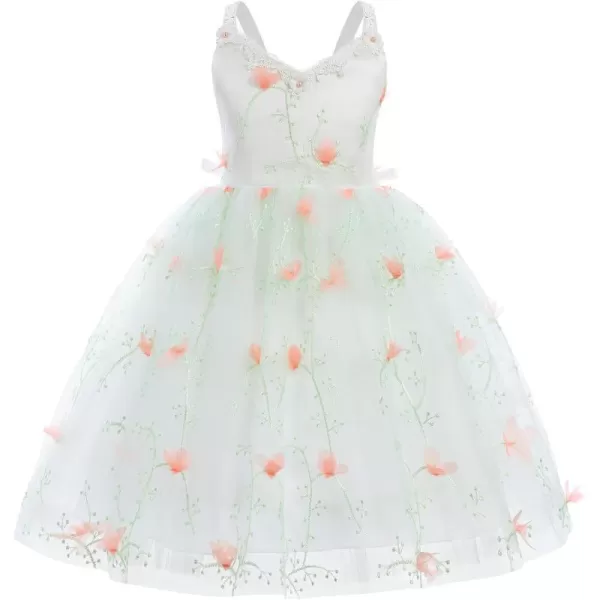 Flower Girl Butterfly Dress for Kids Baby Princess Birthday Weding Bridesmaid Pageant Formal Party Backless Tulle DressGreen