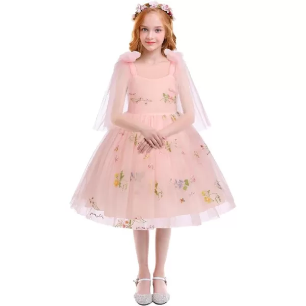 Flower Girl Butterfly Dress for Kids Baby Princess Birthday Weding Bridesmaid Pageant Formal Party Backless Tulle DressPink  Floral