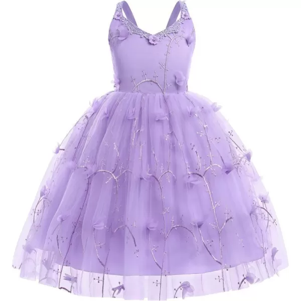 Flower Girl Butterfly Dress for Kids Baby Princess Birthday Weding Bridesmaid Pageant Formal Party Backless Tulle DressPurple