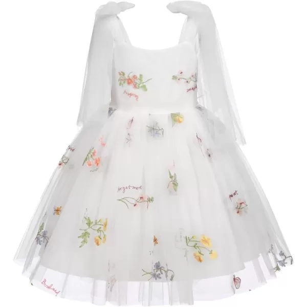 Flower Girl Butterfly Dress for Kids Baby Princess Birthday Weding Bridesmaid Pageant Formal Party Backless Tulle DressWhite  Floral