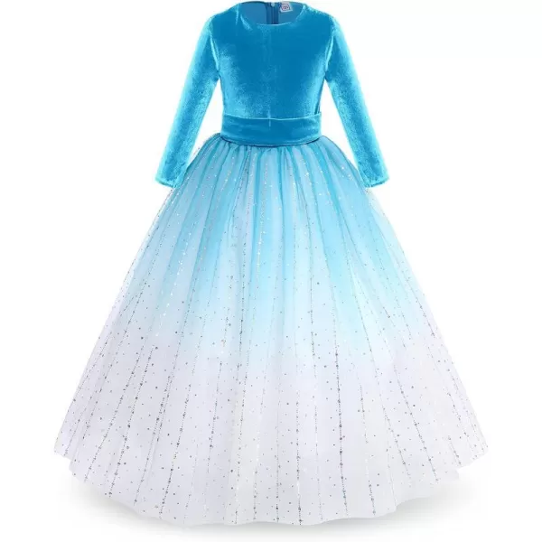 Flower Girl Velvet Dress for Kids Wedding Bridesmaid Pageant Party Prom Formal Ball Gown Princess Puffy Tulle DressesGradient  Sky Blue