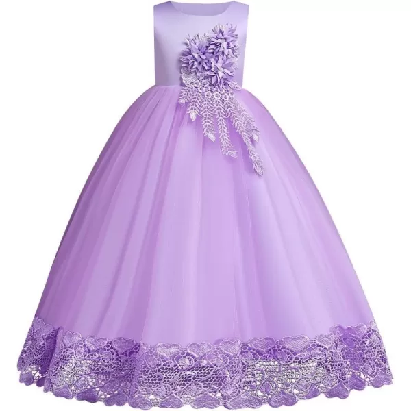 Flower Girls Lace Beaded Tutu Dress for Kids Baby Wedding Bridesmaid Pageant Party Gown Princess Puffy Tulle DressesPurple